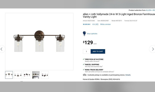 allen + roth Vallymede BRAND NEW IN BOX - Light fixture in Indoor Lighting & Fans in Mississauga / Peel Region - Image 4