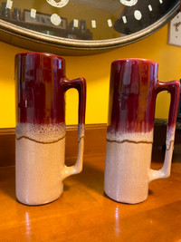 Vintage White Oak Canada Studio Pottery Tall Long Handled Mugs