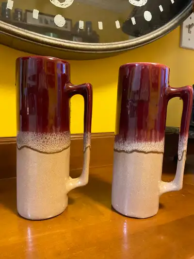 Vintage White Oak Canada Studio Pottery Tall Long Handled Mugs, View more