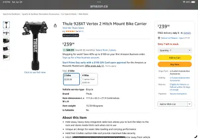 Thule 2 Hitch Mount Bike Carrier, View more