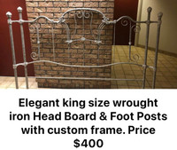 King size bed frame and head and foot board