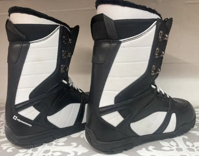 Alpine Swiss Men’s Snowboard  Boots Black & White (SIZE 8) in Snowboard in City of Toronto - Image 6
