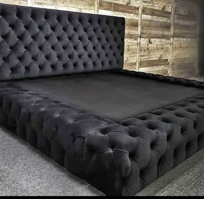 Queen Black Luxury Velvet Ambassador Bed Frame brand new, View more