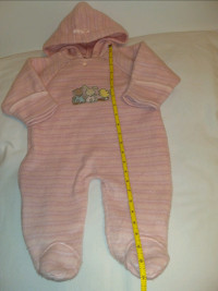 Carters Pink Fleece 1 Piece Baby Bunting Pram Suit, Size 6-9 Mts