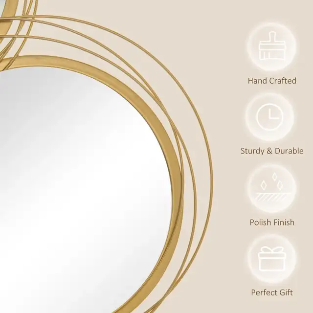 Metal Wall Art Gold Frame Circle Bathroom Mirror Decor Home Hang in Home Décor & Accents in Markham / York Region - Image 5