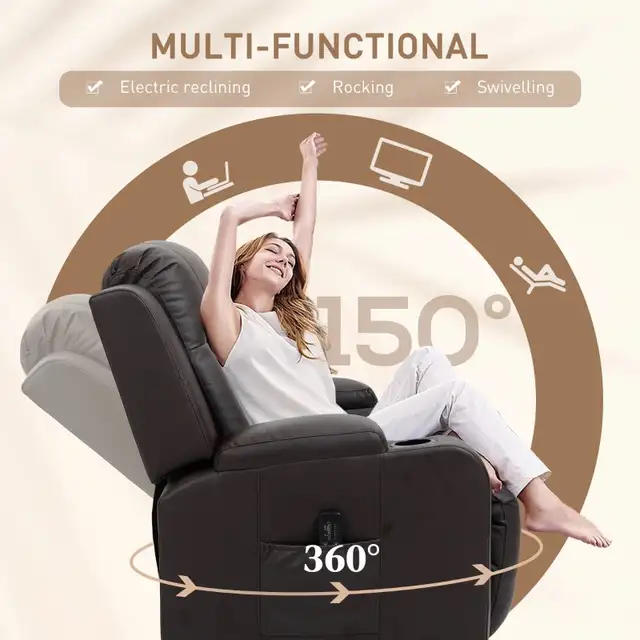 Overstuffed Manual recliner 360 swivel Massage Chair Rocker in Chairs & Recliners in Markham / York Region - Image 2