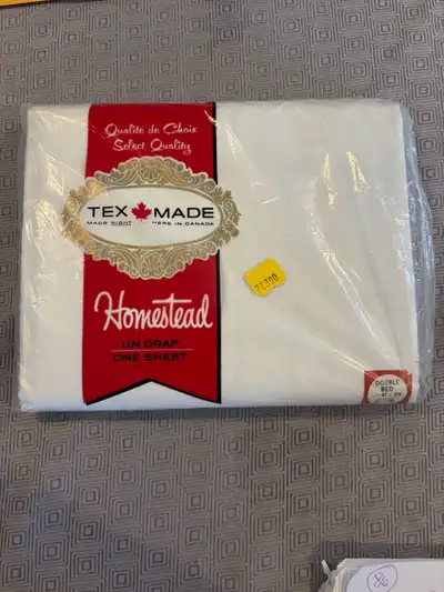 Double Bed Flat Sheet - Vintage TEX MADE - Drap Plat Lit Double, View more