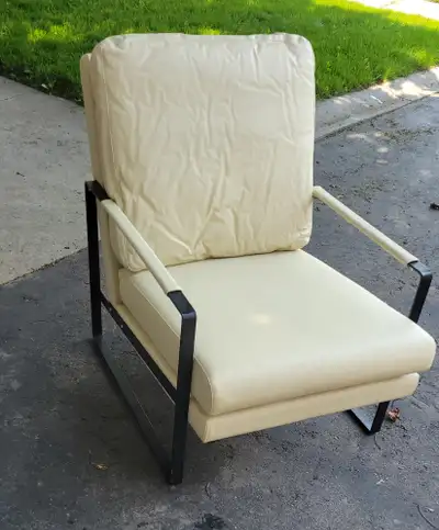 New Metal Frame chair with Soft Vinyl cushions Just bought on Amazon, but changed mind. FYI- In pict...