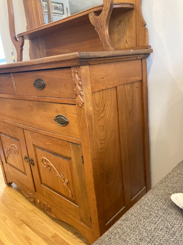 Vintage Solid Wood Buffet and Hutch 375 Hutches & Display