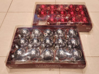 RED SILVER CHRISTMAS TREE BALL ORNAMENTS DECORATIONS 