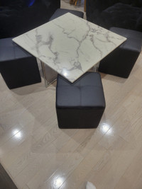 Coffee Table  with 4 stools in Black