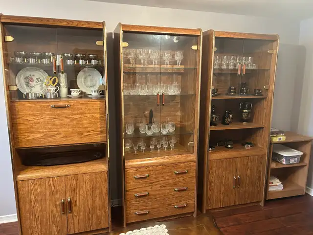3 piece Wall unit solid wood. in Multi-item in Laval / North Shore - Image 3