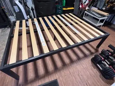 Double Bed Frame - Black Metal w/ 16 inches storage height, View more