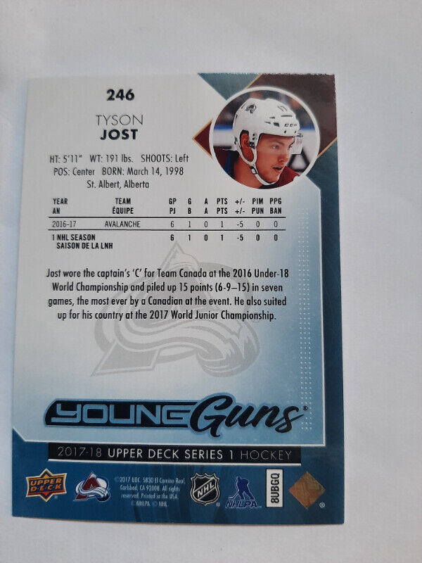 Young Guns - Tyson Jost - 2017-18 Upper Deck Rookie in Arts & Collectibles in Oakville / Halton Region - Image 2