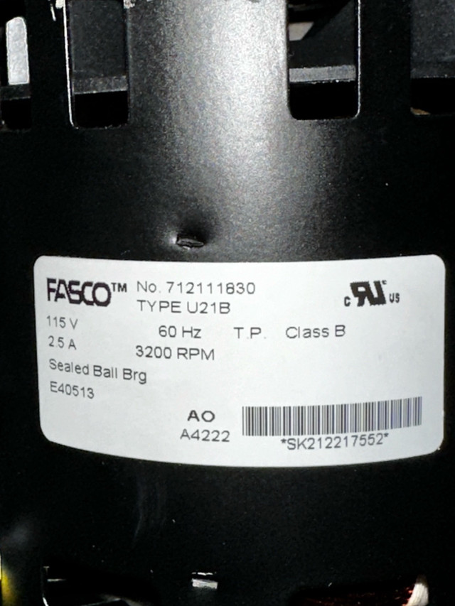 Fasco 702111830C Draft Inducer Blower Motor S1-32434558000 in Other in St. Catharines - Image 3
