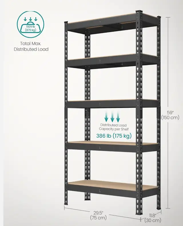 New-5-Tier Adjustable Storage Shelves for Garage, GLR302B01 in Storage & Organization in Guelph - Image 2