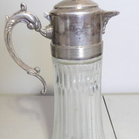 Vintage Crystal Glass & Silver plated Wine Carafe, Penticton