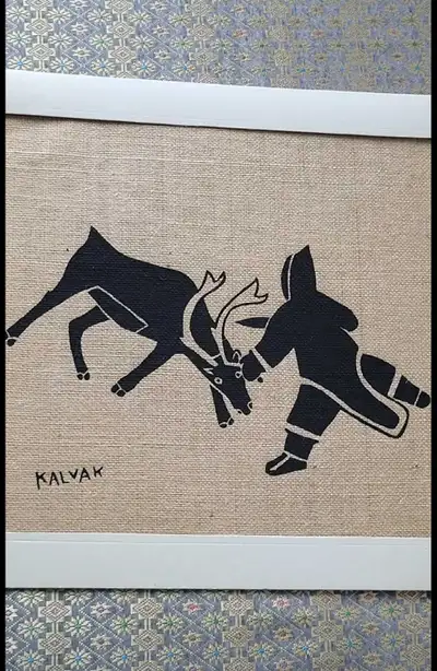 A stunning late 60s early 70s Helen Kalvak signed art piece from Holman Northwest Territories. This...