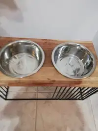 Large Raised Dog Bowls on Metal Stand