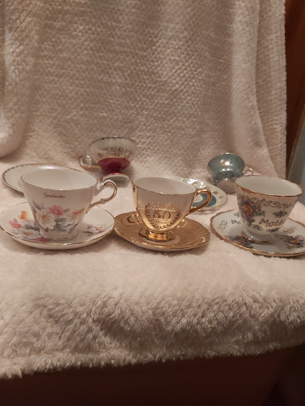 3 Cup & Saucer Sets (Mother/Grandmother/50th Anniversary) in Arts & Collectibles in Saint John - Image 3