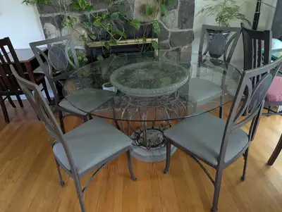 Modern Dining Set. Glass table and four chair Like New., View more