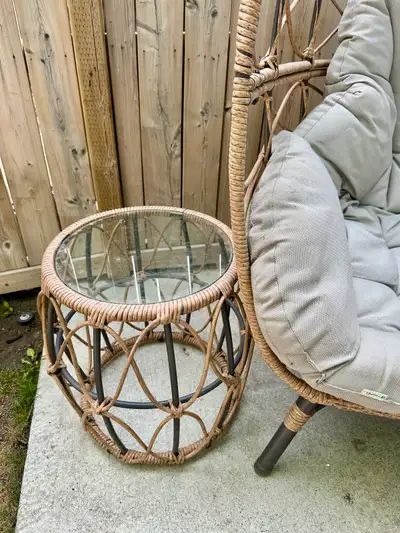 Wicker Glass Side Table- Canadian Tire, View more