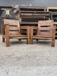Muskoka style type solid oak and maple chairs