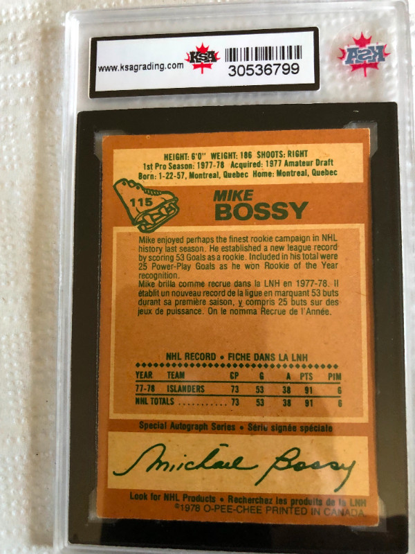 mike bossy hockey rookie card  graded a 6 in Arts & Collectibles in Oakville / Halton Region - Image 2