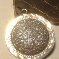 Antique Big Sterling Silver Aztec Pendant