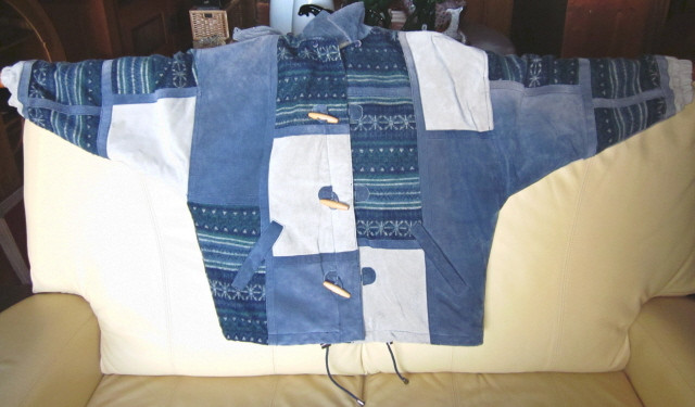 Blue and Gray Suede and Fabric Coat in Women's - Tops & Outerwear in Campbell River