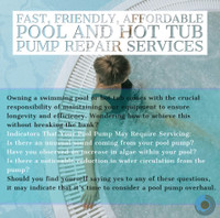 **Pool Pump Repairs and Hot tub Pump Repairs**905-898-4272**