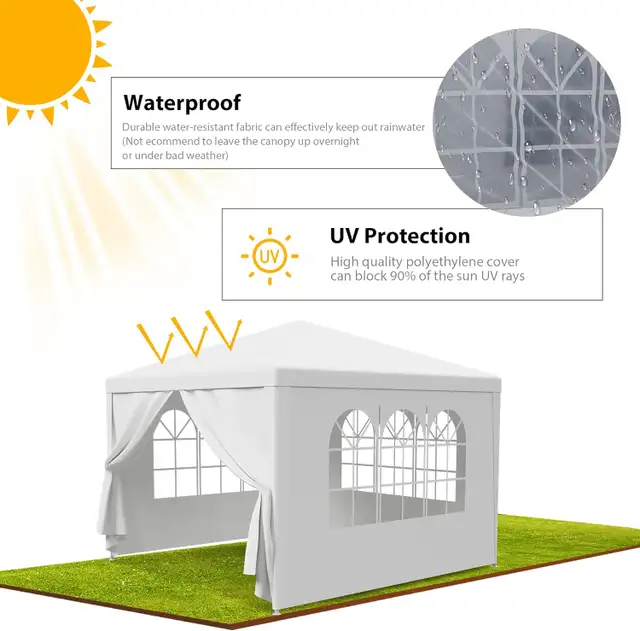 10'x10' Outdoor Canopy Tent Patio Gazebo Party Wedding Tent in Patio & Garden Furniture in Mississauga / Peel Region - Image 6