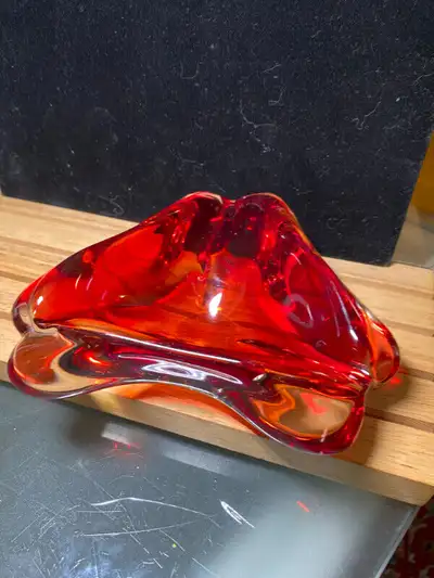 MiD CENTURY Ruby Red GLASS BOWL, View more