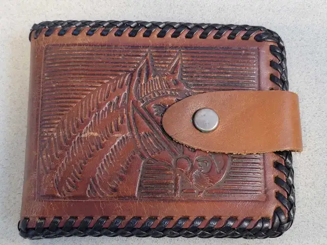 Classic handmade leather Western wallet. 64959977248129121