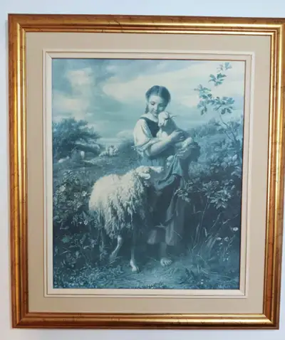 antique épreuve d`une peinture  belle  toile de 1847, View more
