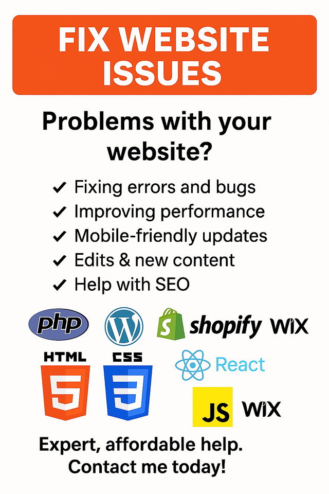 WordPress & Shopify Website Fixes - Flat $100595518201015848968