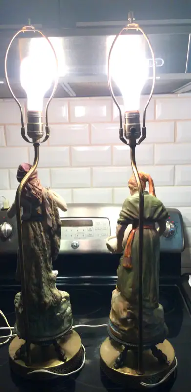 Vintage pair of Large Man/Woman figural Lamps63023586376067121