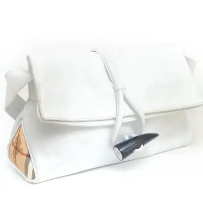Burberry authentic white calfskin leather handbag perfect for special occasions or everyday sophisti...
