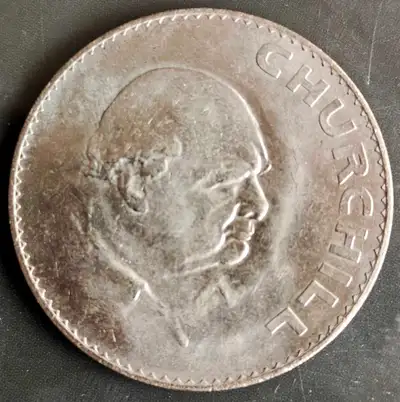  1965 British Crown coin featuring the portrait of Sir Winston , View more