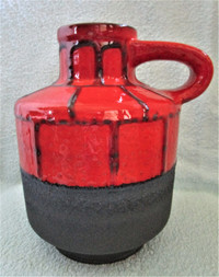 Vintage/Retro RED n CHARCOAL Vase/"Crock"