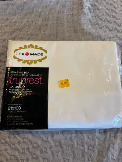 Double Bed Flat Sheet - Vintage TEX MADE  - Drap Plat Lit Double, View more