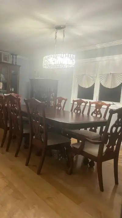 cherry wood dining table extendable 8 chairs, View more