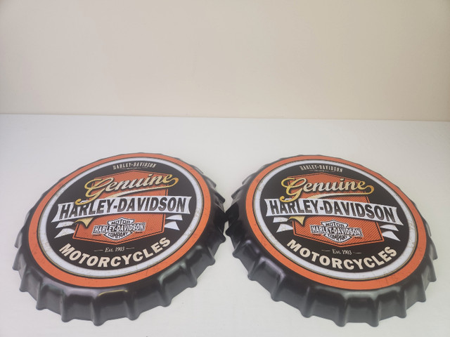 Pair Harley Davidson Man Cave Wall Hang Metal Beer Bottle Caps in Arts & Collectibles in Dartmouth