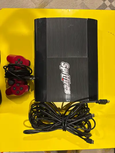 PS3 console with wires, one controller and 12 games, View more