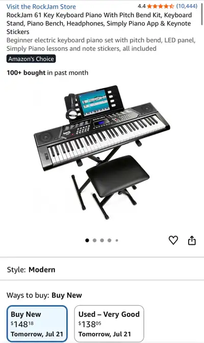 Brand new RockJam 61 Key Keyboard Piano, View more