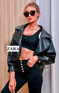 Zara 100% real leather cuir coat manteau jacket aritzia veste