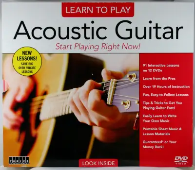 Learn to Play Acoustic Guitar on your own Included is 12 DVDs with 91 lessons Instructors are well e...