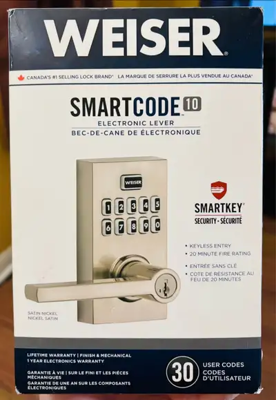 Weiser Smartcode 10 Satin Nickel Keyless Entry Electronic Lever, View more