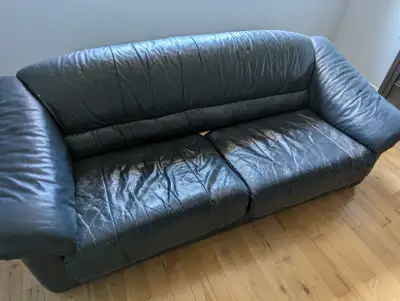 Blue Leather Sofabed, View more