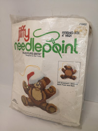 Jiffy Needlepoint Kit JINGLE PLAYS SANTA Christmas Bear Ornament